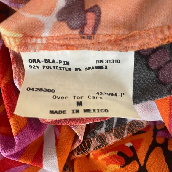 AB Studio Colorful Tropical Boho Tribal Y2K Sleeveless Stretch Blouse Shirt M - Picture 4 of 10